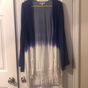 Blue and white cardigan